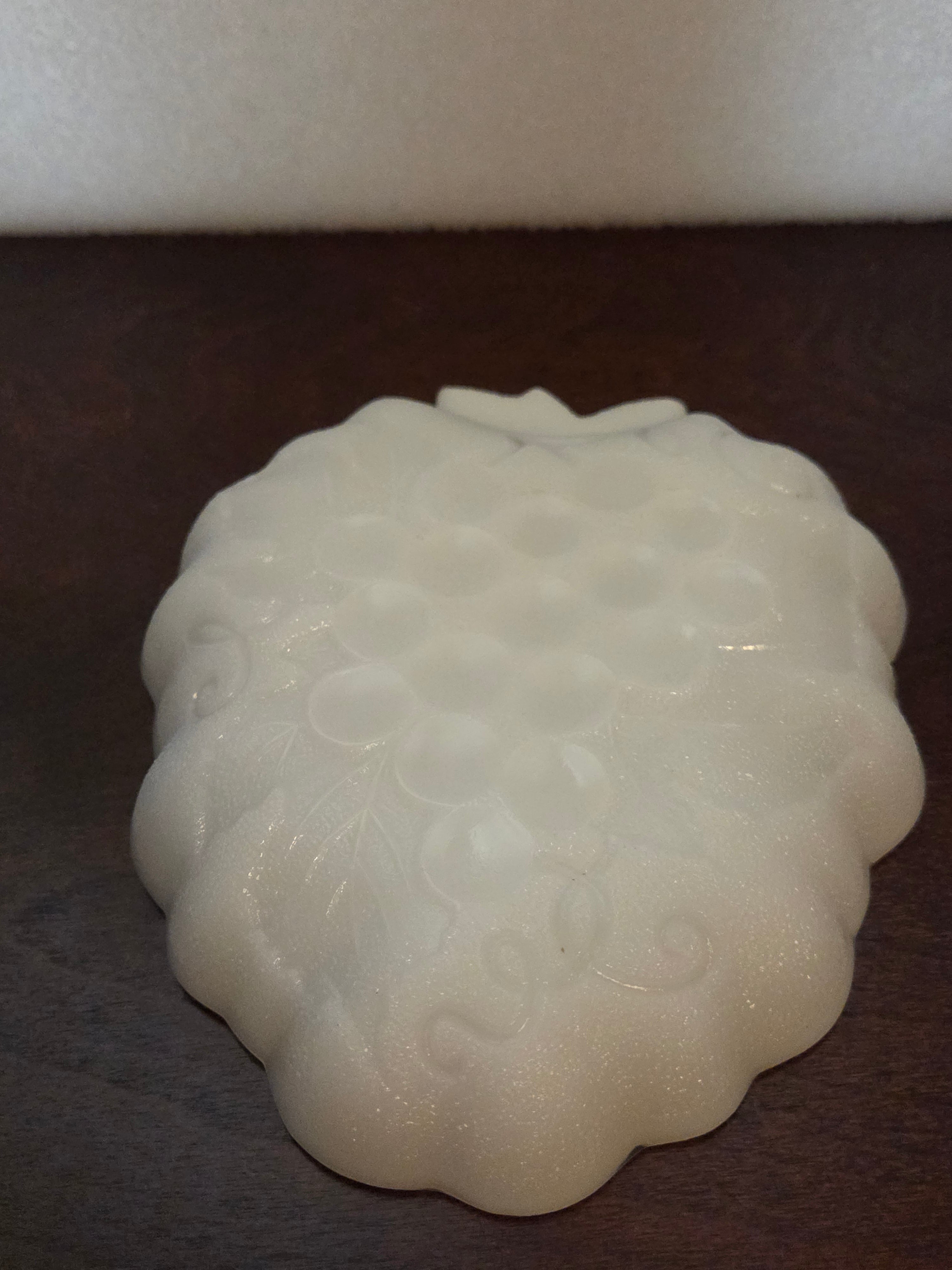 Vintage Milk Glass Grape Pattern Candy Dish Bowl Westmoreland Style 1960s