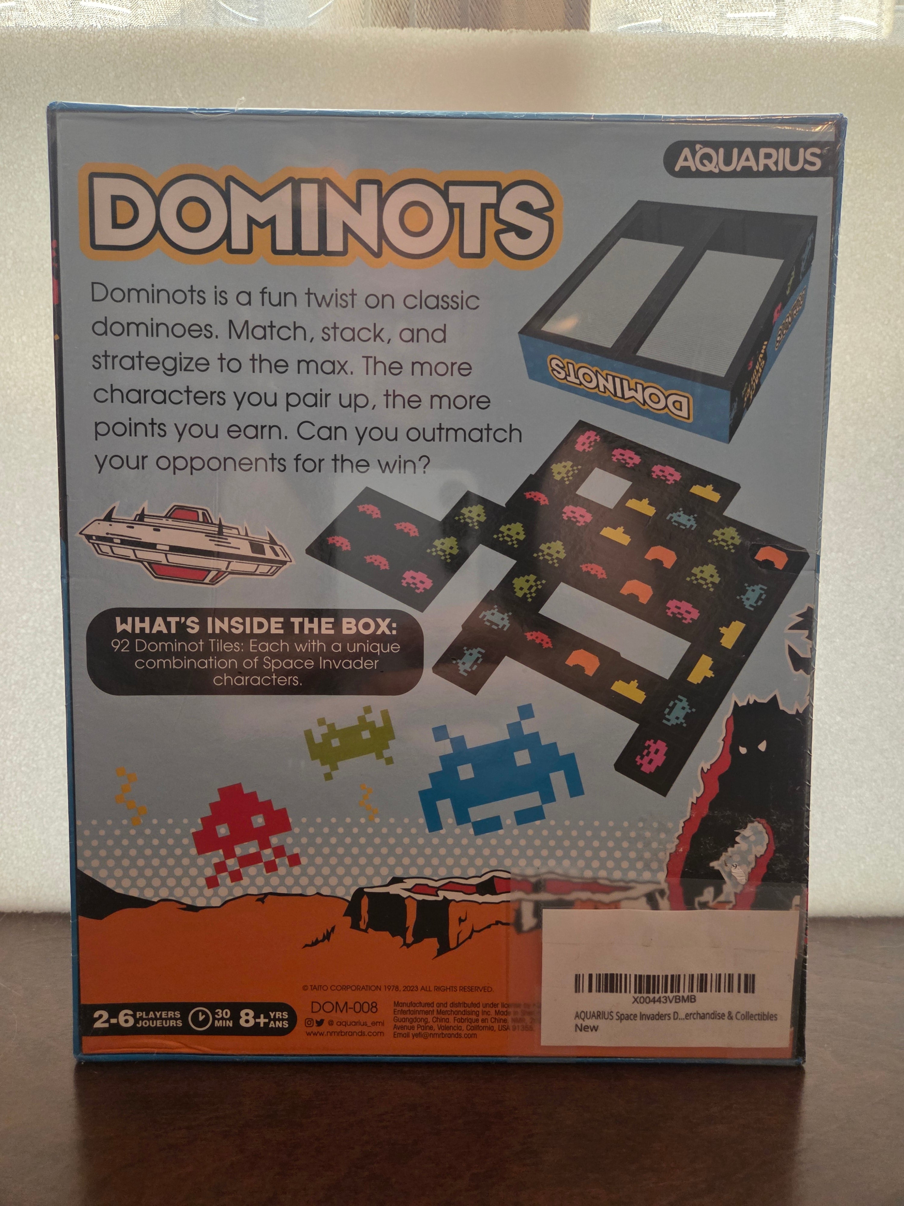Dominots Space Invaders Board Game Aquarius 92 Tiles New Sealed