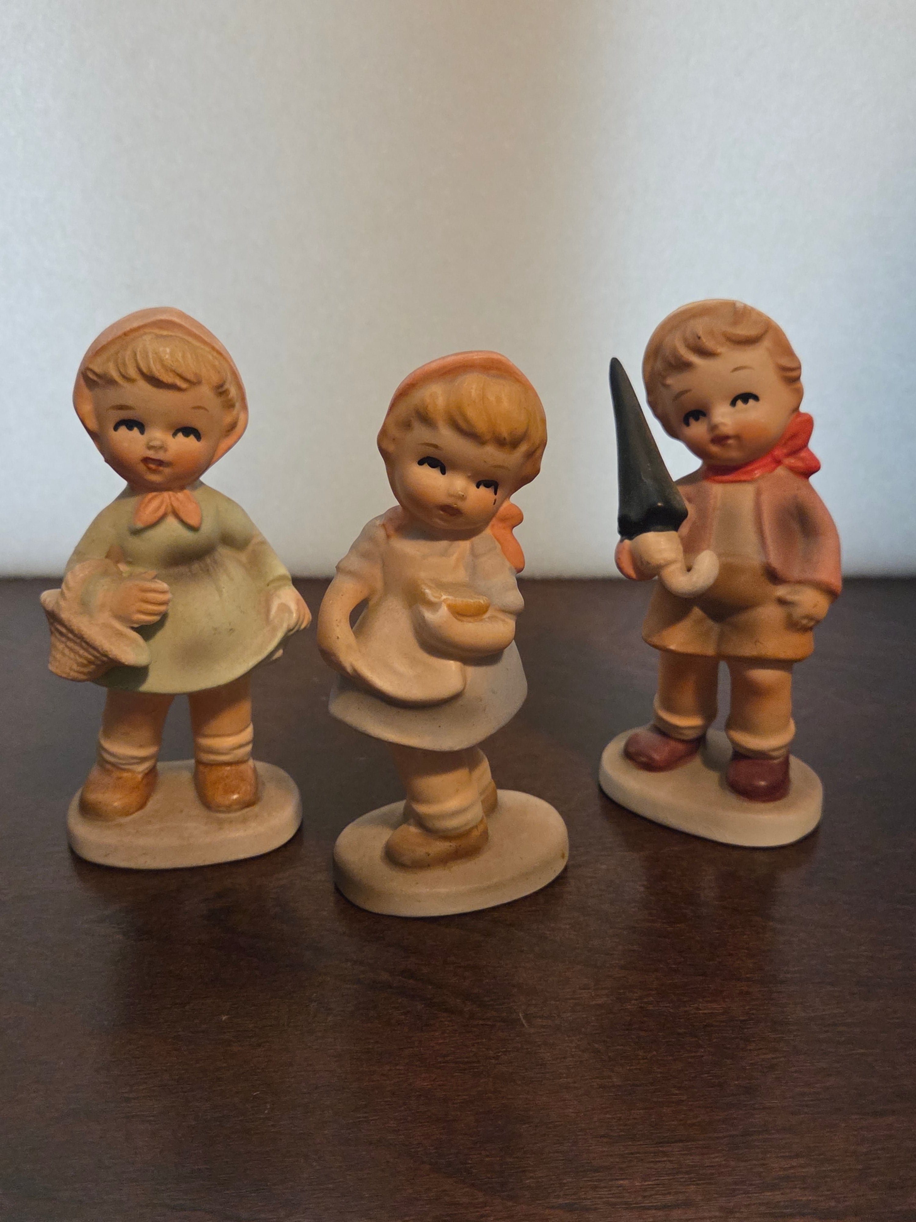 Vintage Lefton China Figurines Set of 3 Hand Painted Japan Children Dutch Style 1950s